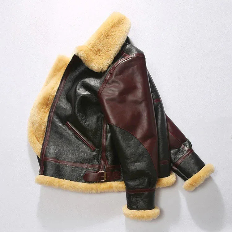 Mens Shearling Leather Aviator Jacket
