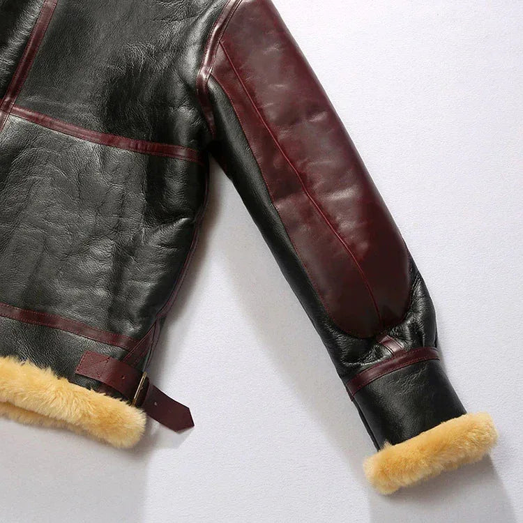 Mens Shearling Leather Aviator Jacket