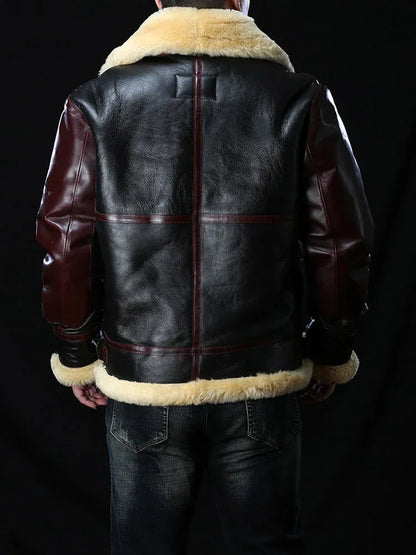 Mens Shearling Leather Aviator Jacket
