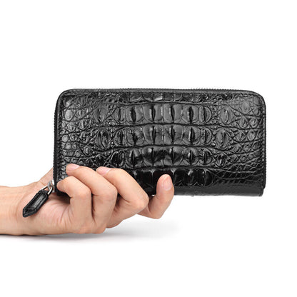 Crocodile Leather Clutch Bag – Genuine Horn-Back Zipper Wallet