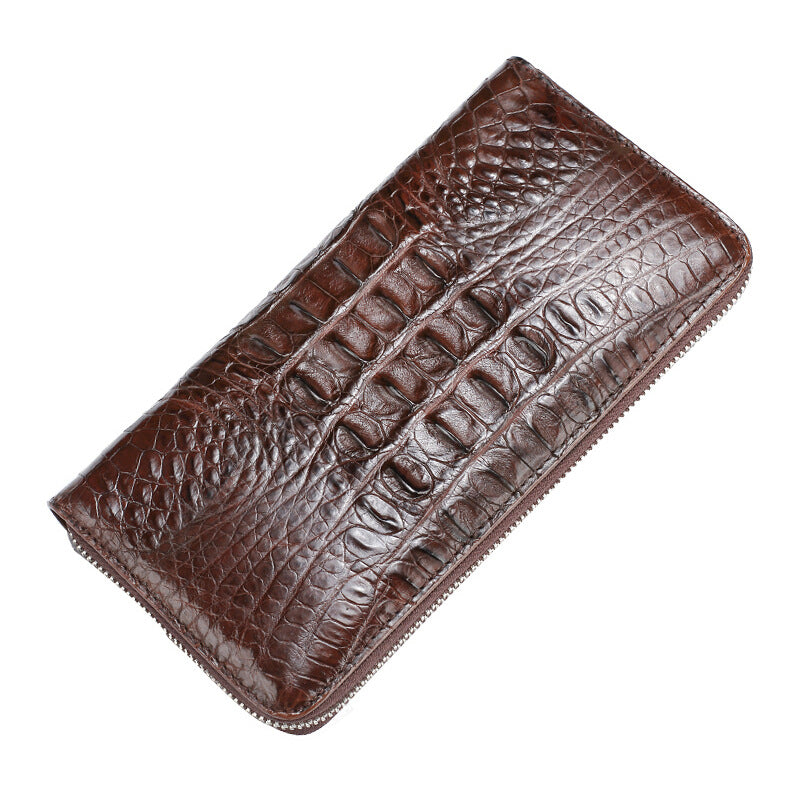 Crocodile Leather Clutch Bag – Genuine Horn-Back Zipper Wallet