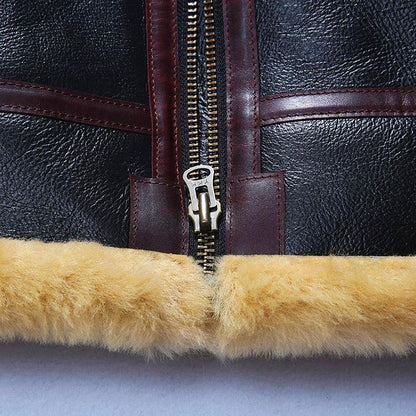 Mens Shearling Leather Aviator Jacket