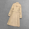 Women Genuine Leather Double Breasted Trench Coat With Belt