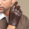 Men’s Leather Driving Gloves in Sheepskin with Perforated Touchscreen Design