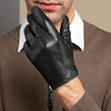 Men’s Leather Driving Gloves in Sheepskin with Perforated Touchscreen Design