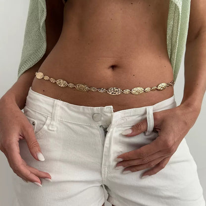 Women’s Silver Tone Geometric Stone Waist Chain