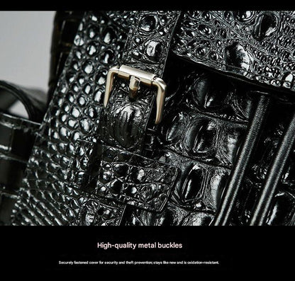 Men genuine crocodile leather backpack