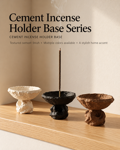 Modern Incense Holder in Cement with Sculptural Pedestal Bowl