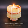 Marble Candle Cup Holder with Pedestal Base and Layered Stone