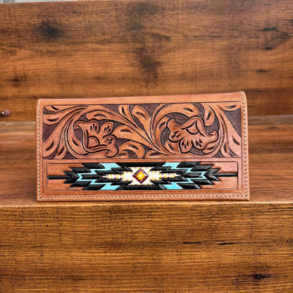 Hand Tooled Engraved Wallet Bifold