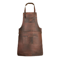Dark Brown Real Leather Cooking Apron