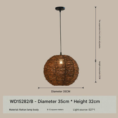 Bamboo woven pendant ceiling light shade 1 110V-120V For US CA