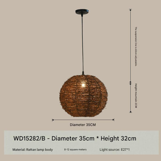 Bamboo woven pendant ceiling light shade 1 110V-120V For US CA
