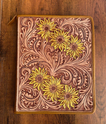 Real Leather Tooled 3 Ring Binder