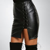 Laced Short Style Leather Skirt Women