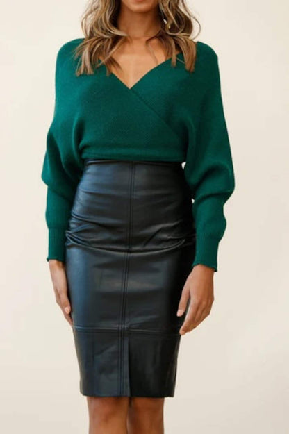 Genuine Leather pencil style Skirt