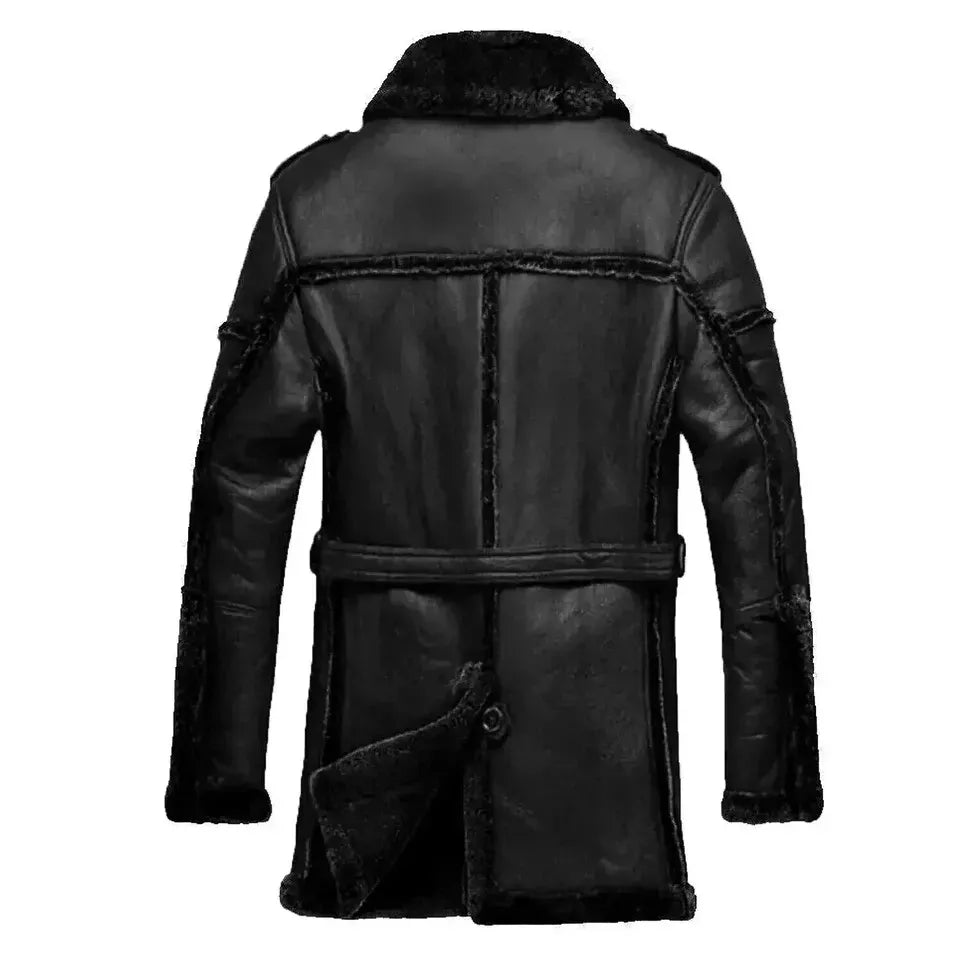 Real Leather Shearling Fur Long Jacket