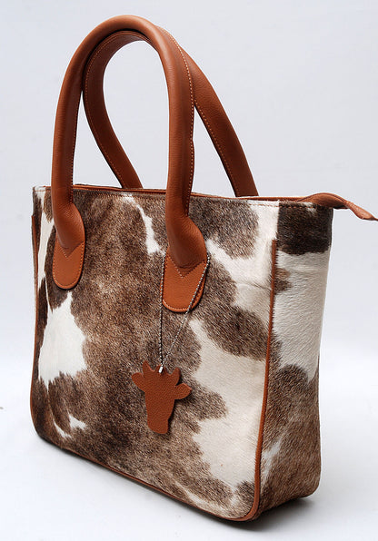 Faded Natural Cowhide Tote Bag