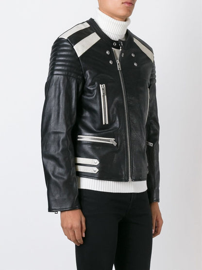 Genuine Leather Bi-colour Biker Jacket