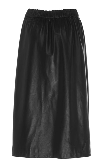 women's long leather skirt button closure