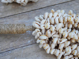 Pair of handmade boho bed and curtain decor tassels with sea shells