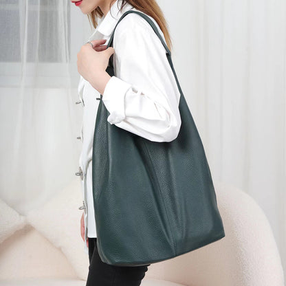 Women Real Leather Commuter Tote Handbag