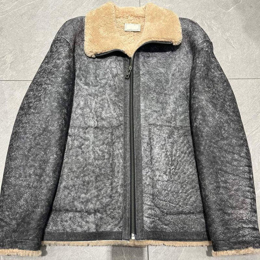Men Real Shearling Bomber Jacket Aviator Winter Coat 1 M