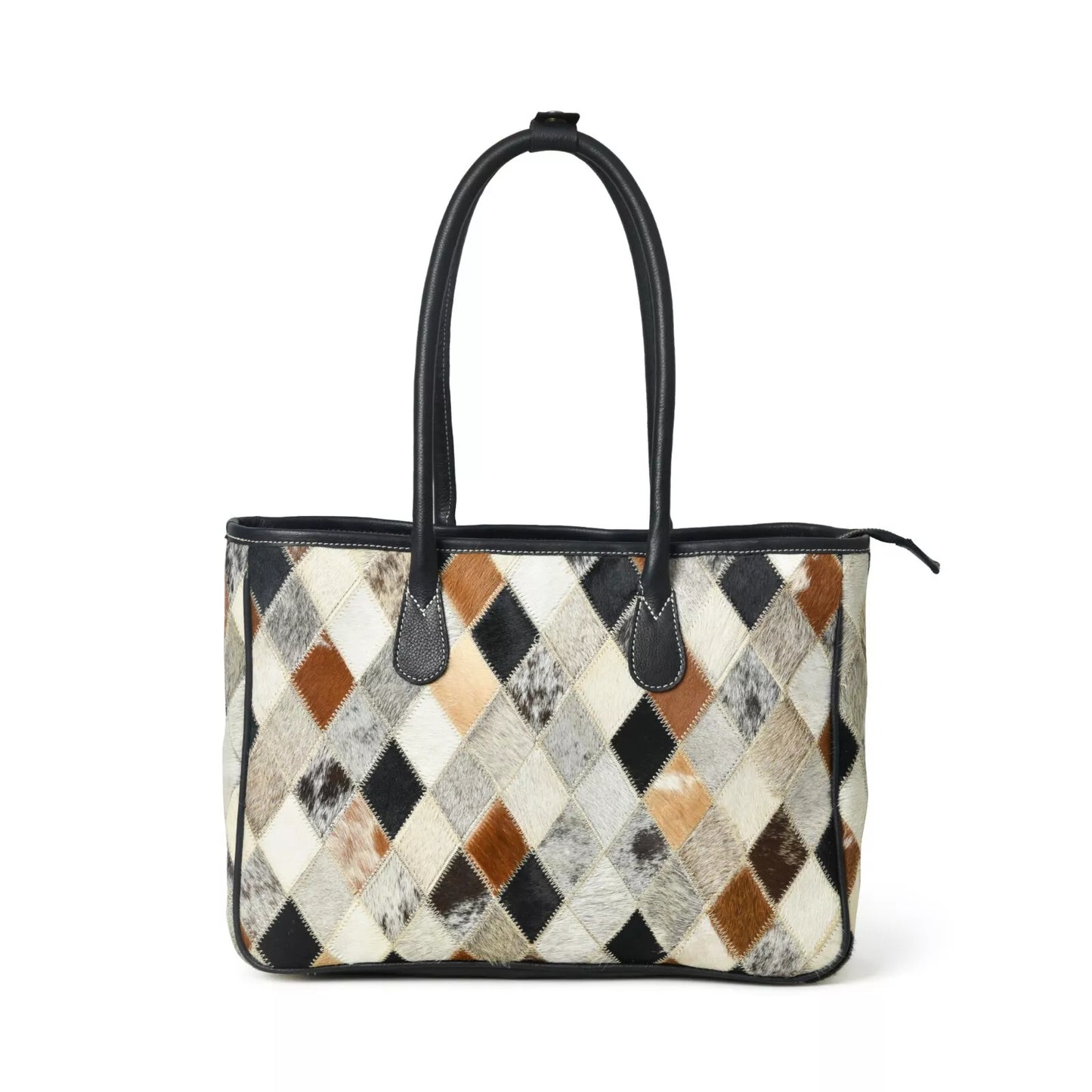 Patchwork Cowhide Leather Tote Bag