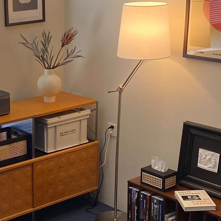 Modern Folding Arm Floor Lamp with Fabric Shade