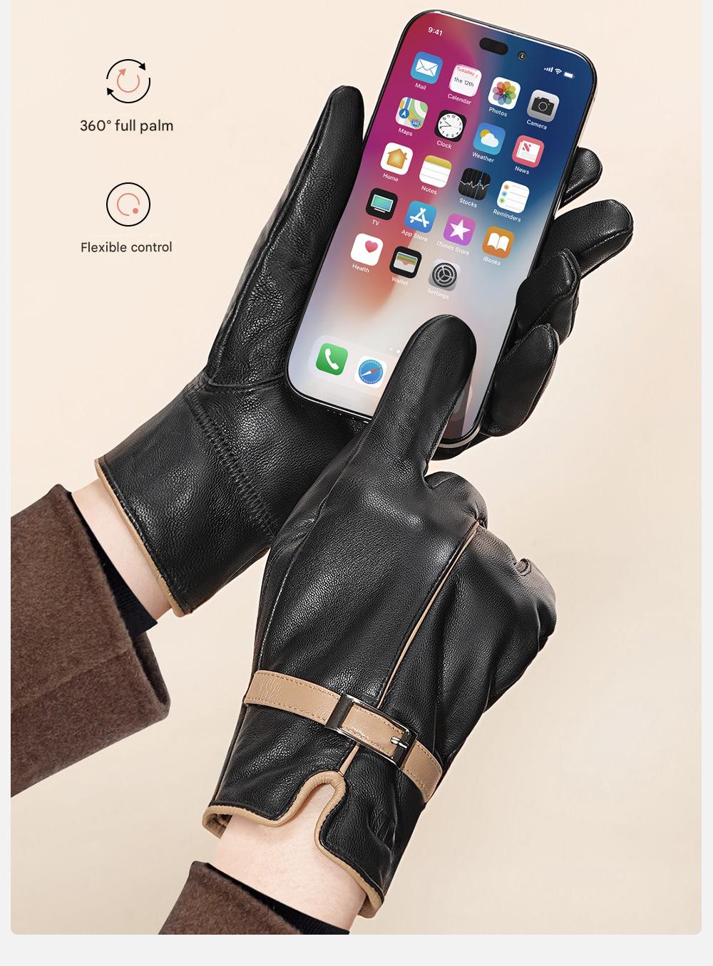 Women leather gloves for winter