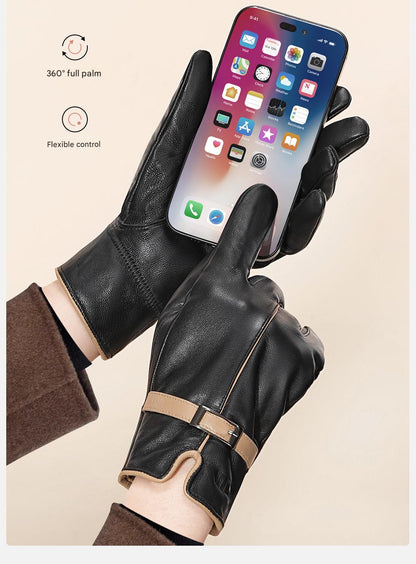 Women leather gloves for winter