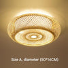 Bamboo woven flush mount ceiling light 2 110V-120V For US CA
