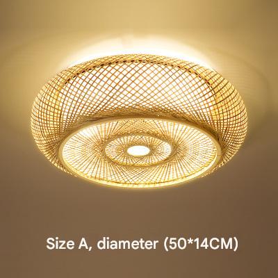 Bamboo woven flush mount ceiling light 2 110V-120V For US CA