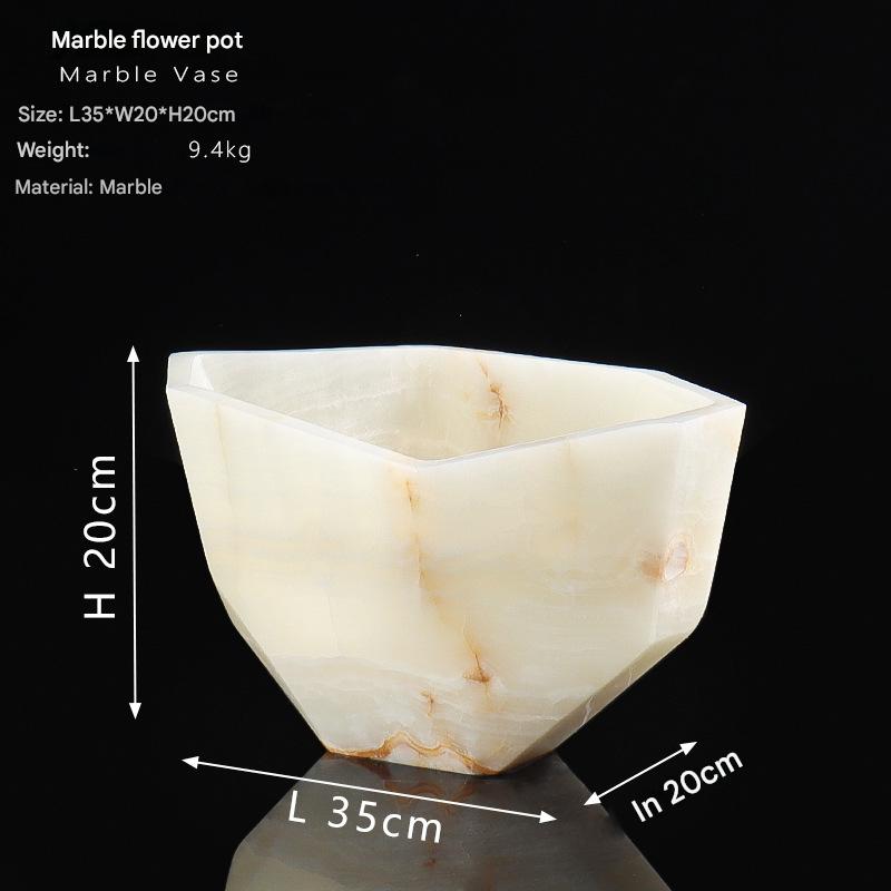 Italian Vintage Style Jade Vase Marble Flower Vase & Pot