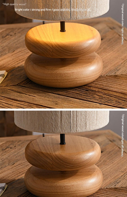 Wabi-sabi Solid Wood Table Lamp with Fabric Lampshade