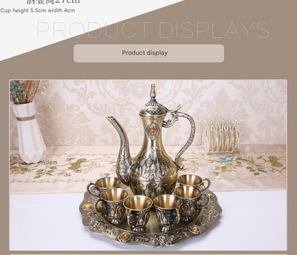 Retro Bronze Wine Set with Tray Palace Design