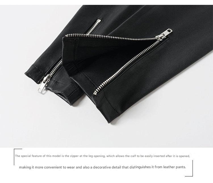Women Skinny Leather Pants with Zippers