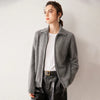 Women’s 100% Pure Cashmere Lapel Zip Cardigan