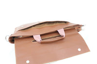 Natural Brown White Cowhide Laptop Office Bag