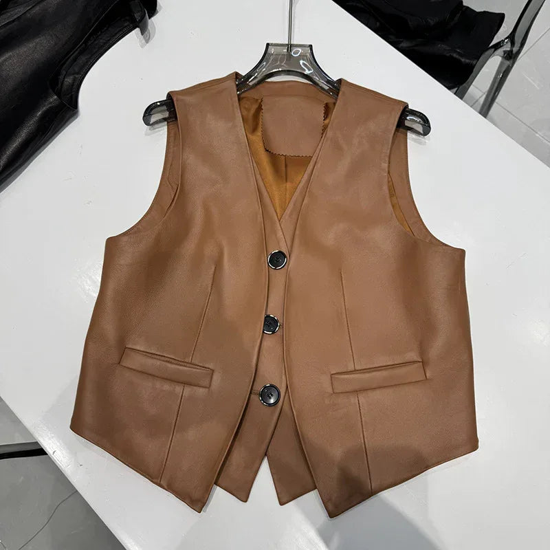 Women Leather Vest For Office 2 M
