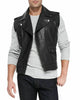 Leather Motorcycle Vest Slim fit Sleeveless Biker Jacket