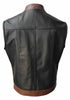 Men's leather jacket vest black brown