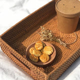 Rectangle Rattan Serving Tray With Handle