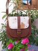 Natural Cowhide Crossbody Bag Brown White