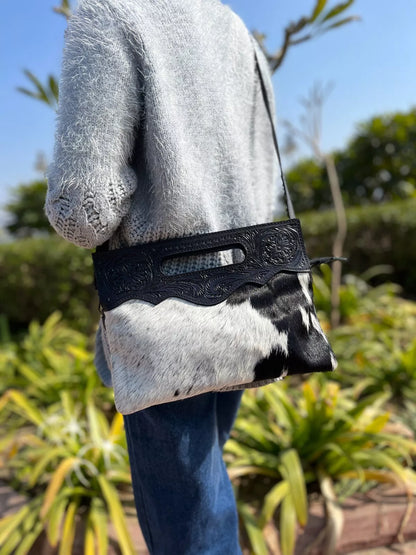 Tooled Leather Crossbody Bag Cowhide