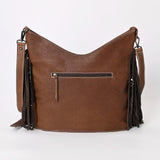 Brown White Cowhide Tooled Leather Purse