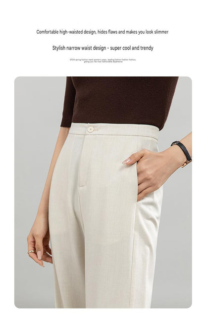 High-waisted casual pants for women with straight drape