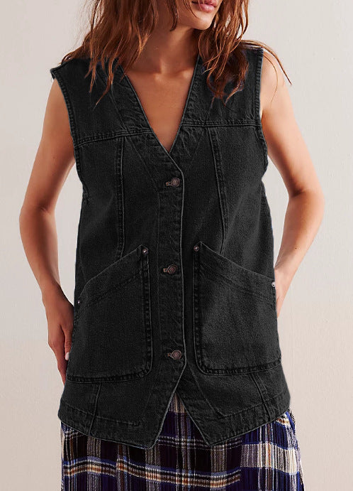Women’s Sleeveless Denim Vest for Western Concert Looks