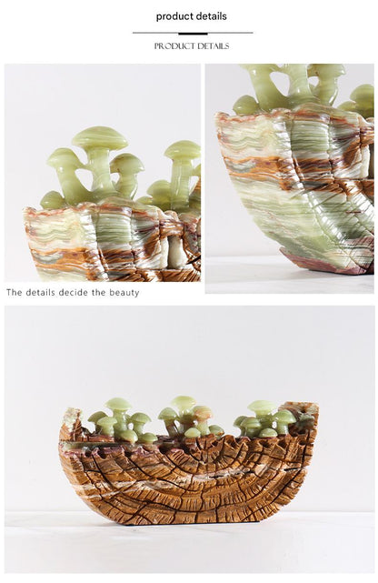 Natural Jadeite Mushroom Marble Ornament