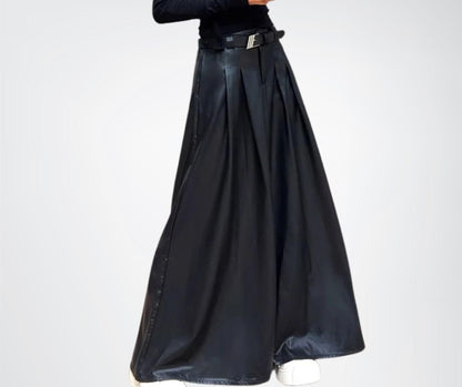 Women's Real Leather Full Length Skirt Maxi